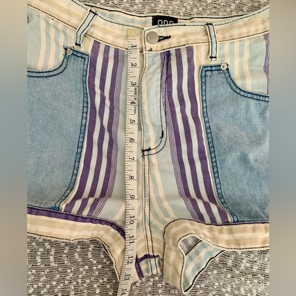 BDG Blue and Purple Jean Shorts with Striped Design - Picture 5 of 5
